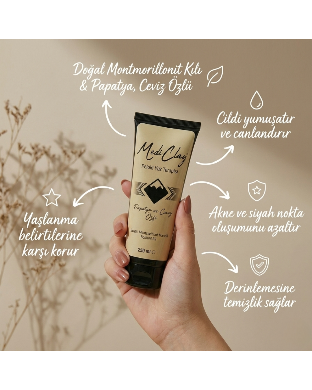 MediClay Peloid Yüz Terapisi – Papatya & Ceviz Özlü Arındırıcı Maske (250 ml)